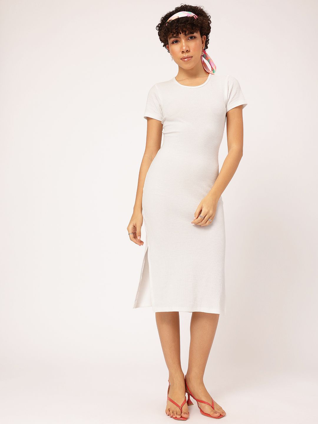 DressBerry Allure & Comfort Side Slit Ribbed Sheath Midi Dress
