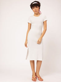 DressBerry Allure & Comfort Side Slit Ribbed Sheath Midi Dress
