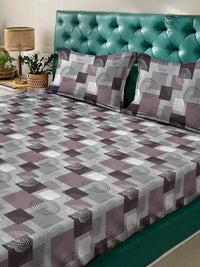KLOTTHE Purple Geometric Printed 400 TC Cotton Set Cadar King 2.50 m x 2.25 m