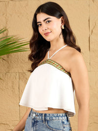 Berrylush Women Halter Neck Sleeveless Regular Top