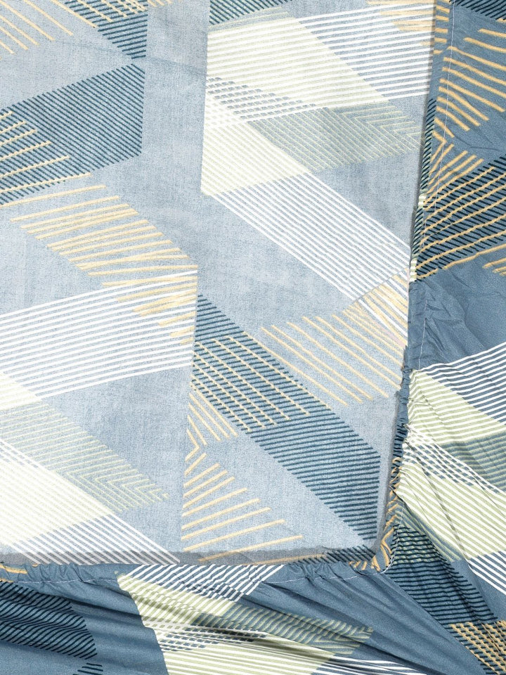 Aura Turquoise Blue & Brown Printed Dilengkapi Cadar King 300TC Dengan 2 Sarung Bantal