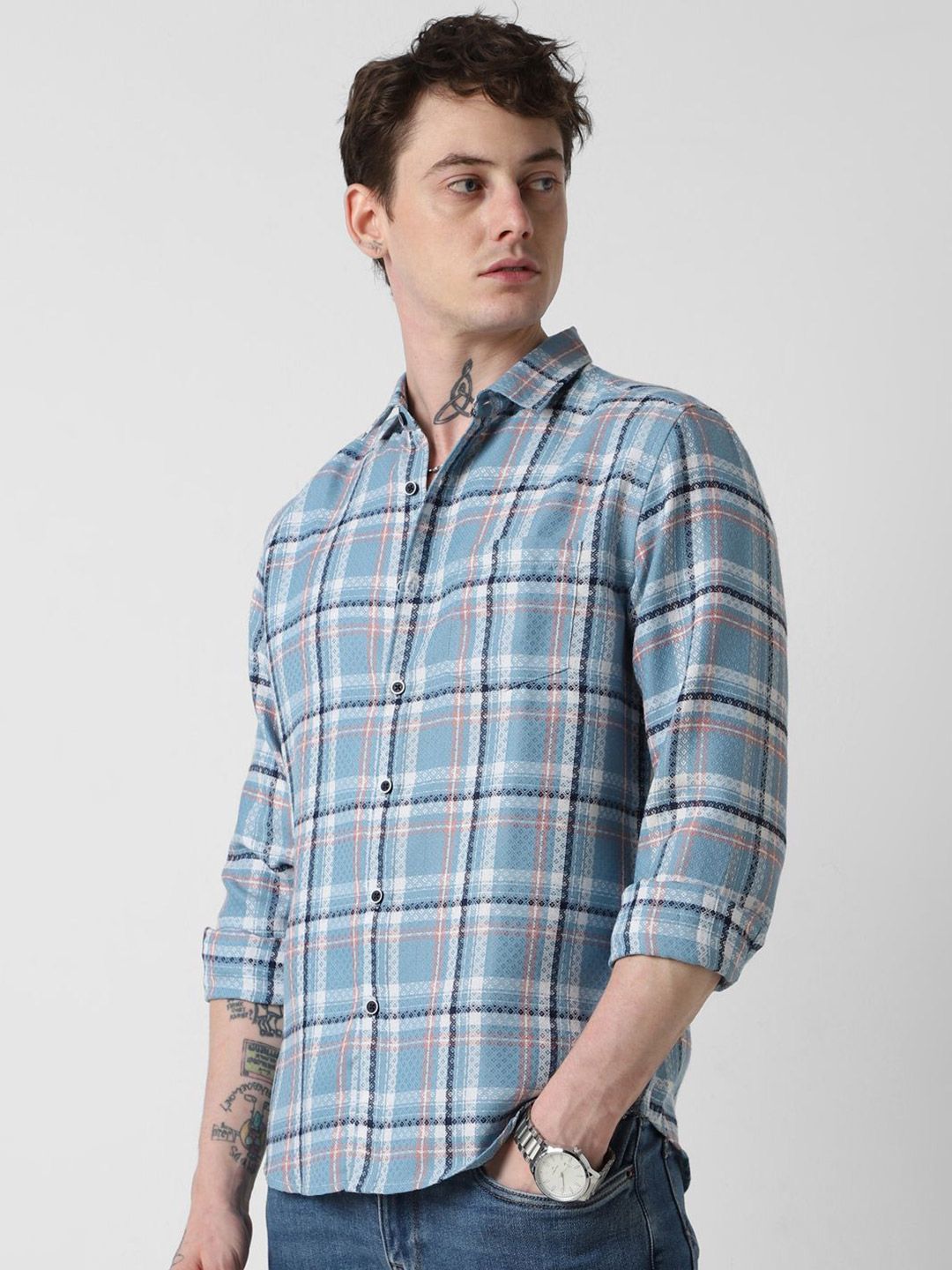 VASTRADO Men Classic Slim Fit Checked Casual Shirt