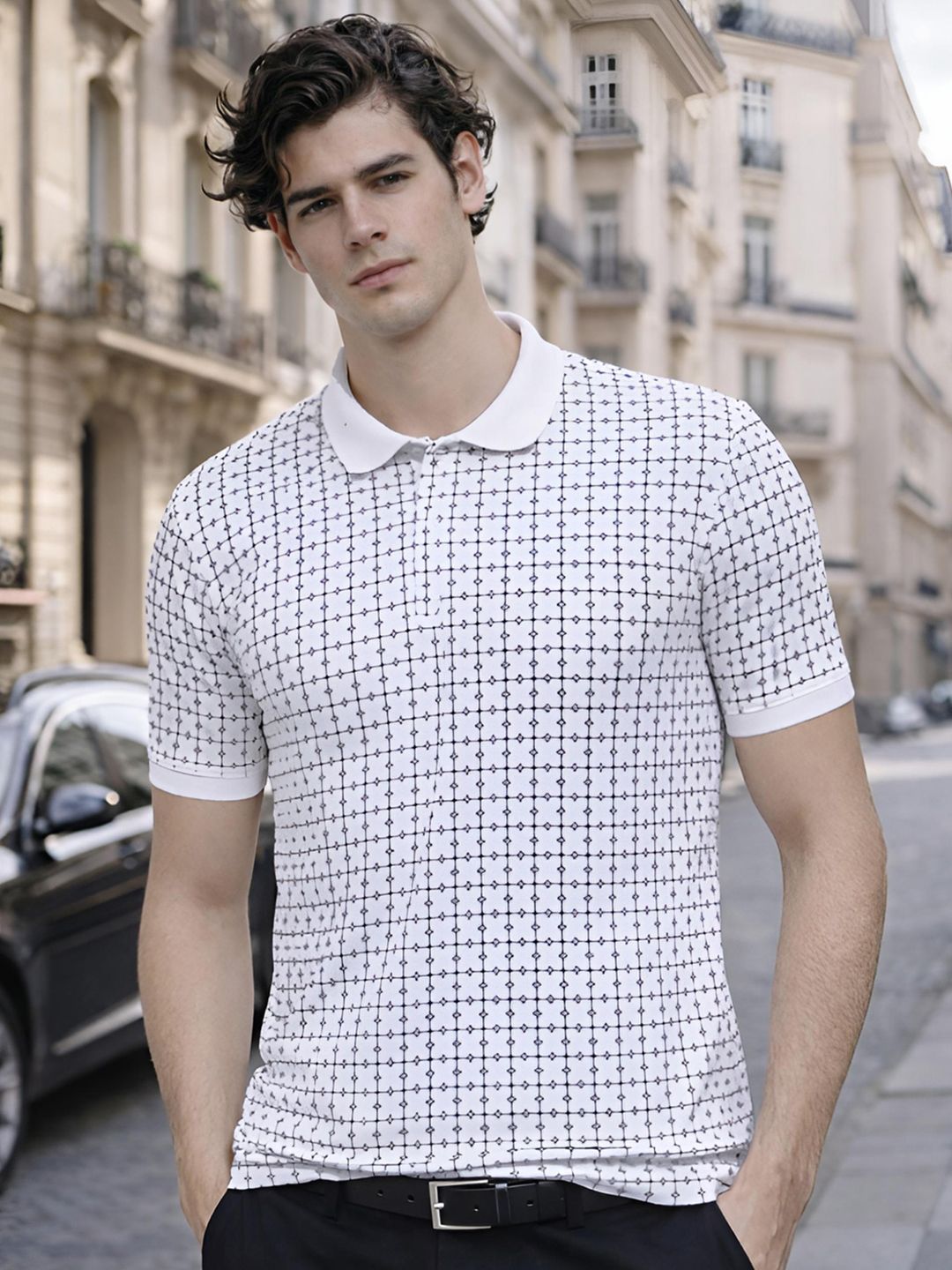 ADRO Men Printed Polo Collar T-shirt