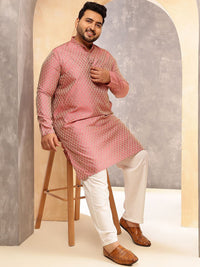 SOJANYA PLUS Motif Etnik Rekaan Tenunan Kolar Jacquard Silk Kurta Dengan Pijama