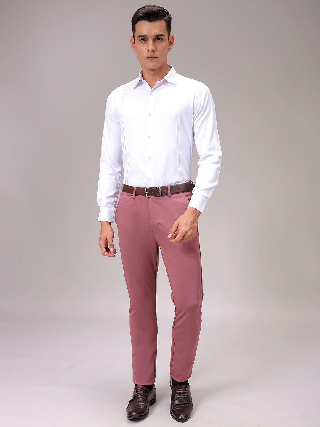 The Indian Garage Co. X Luxe Men Solid Spread Collar Slim Fit Formal Shirt