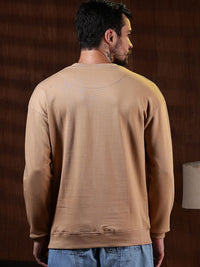 Eszett Lelaki Cotton Solid Leher Bulat Sweatshirt