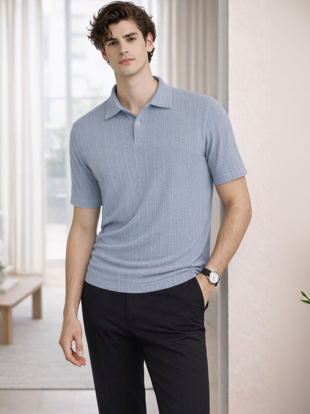 ADRO Men Polo Collar T-shirt
