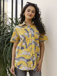 Sanskrutihomes Wanita Abstrak Bercetak Baju Kasual