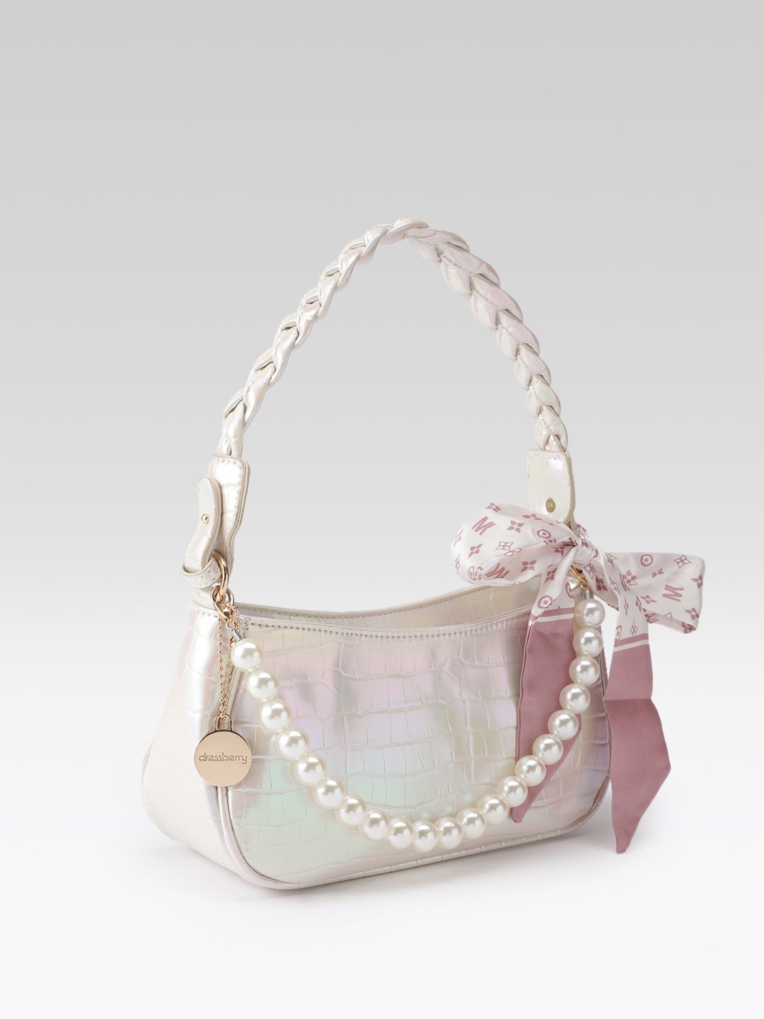 DressBerry Croc Textured Structured Shoulder Bag