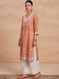 Rumah Wanita Chikankari Sulam Kurta Sutera Chanderi Chikankari