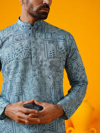 SOJANYA Kurta Kerja Benang Sulam Bunga Lelaki