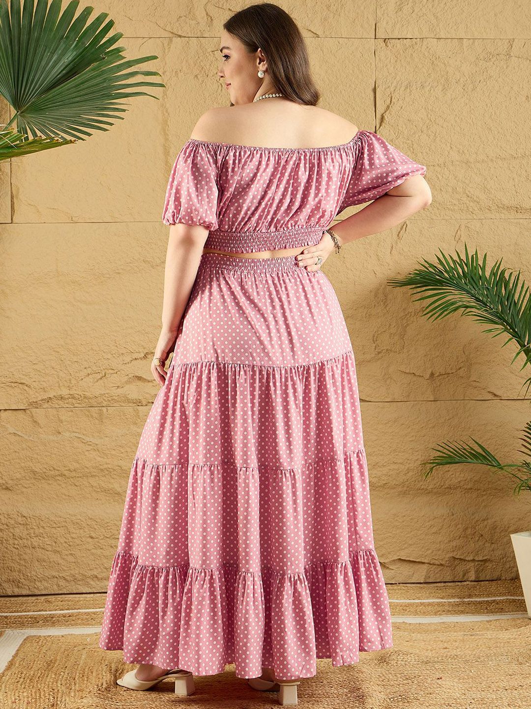 Berrylush Curve Plus Size Printed Top & Maxi Skirt