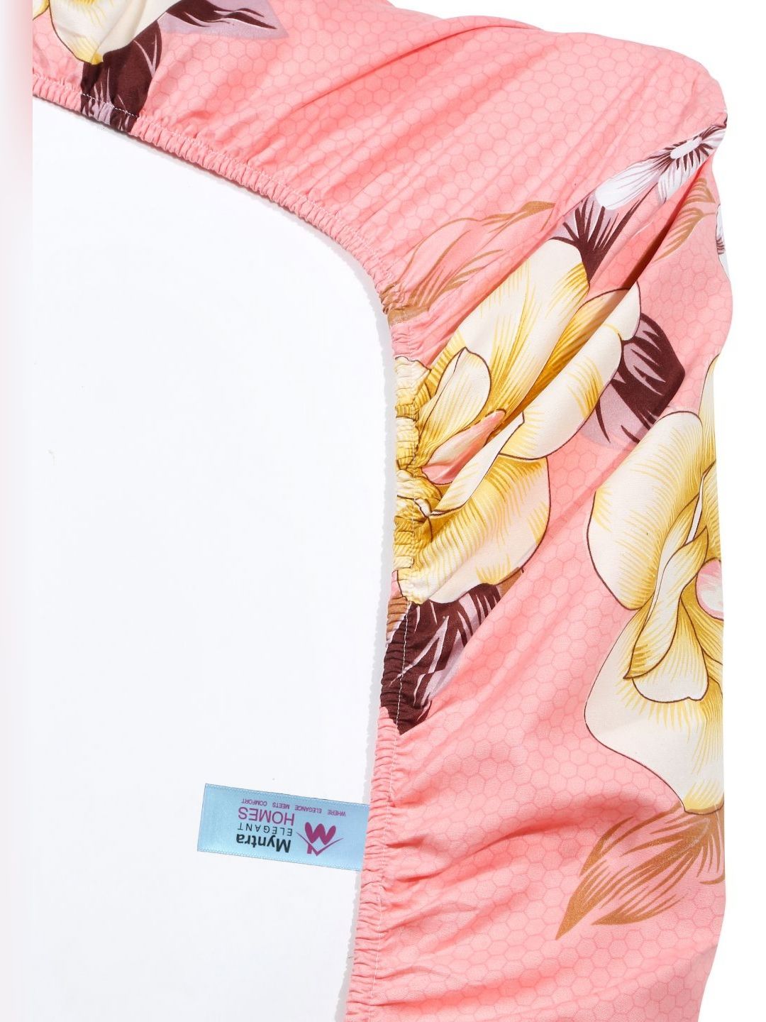 Myntra Elegant Homes Pink & Yellow Printed 300 TC Single Bedsheet Set 2.25 m x 1.50 m