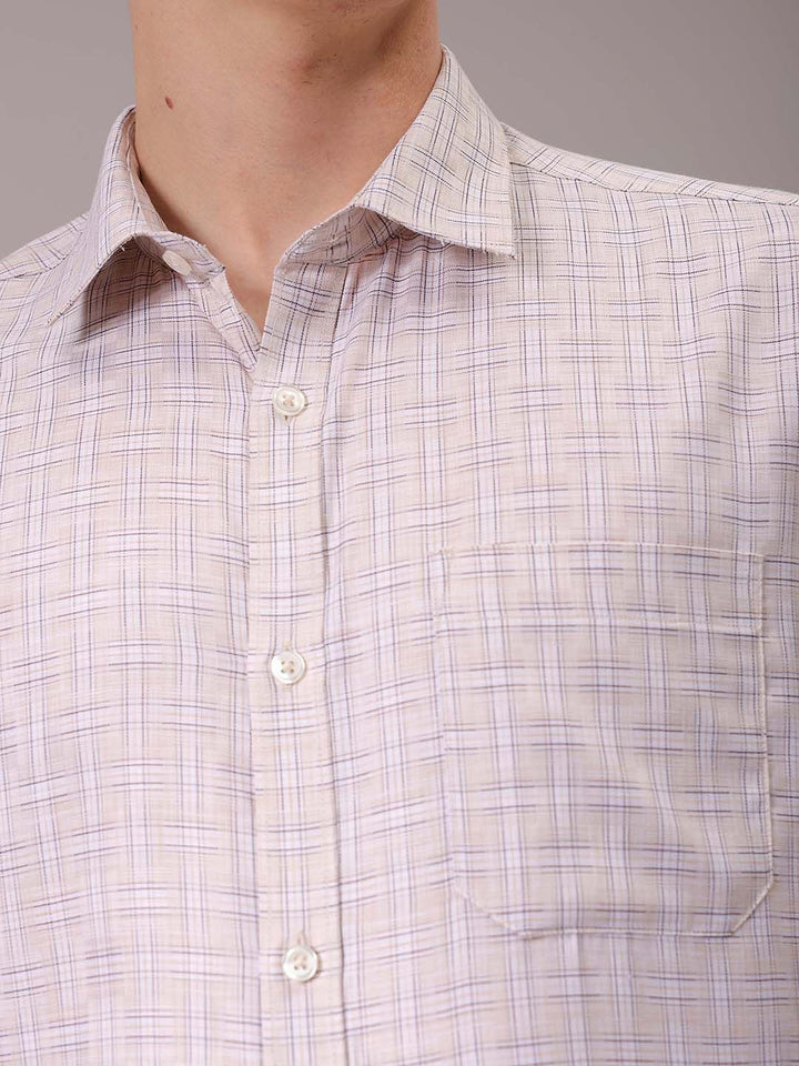 The Indian Garage Co. X Luxe Men Spread Collar Tartan Checked Slim Fit Formal Shirt