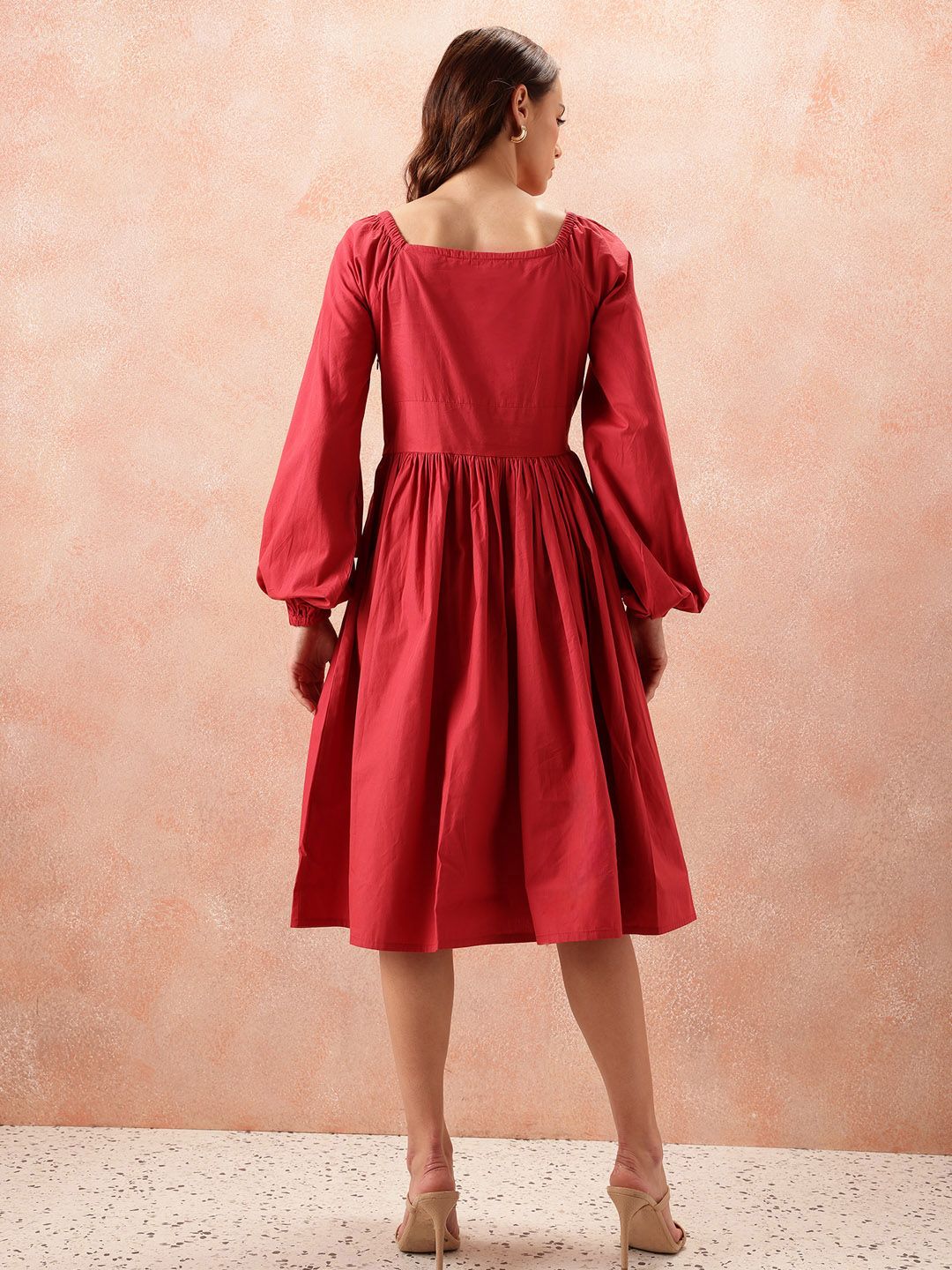all about you Floral Embroidered Pure Cotton Fit & Flare Dress