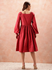 all about you Floral Embroidered Pure Cotton Fit & Flare Dress