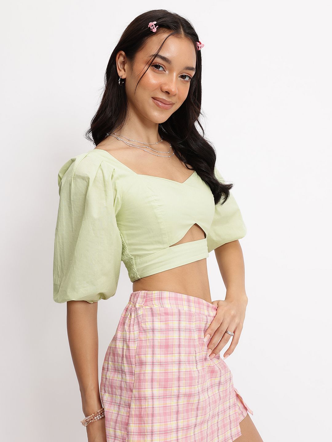 DressBerry Smock Serenade Cut-Out Sweetheart Neck Crop Top