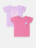 Nauti Nati Girls Cotton Printed Pack of 2 Top