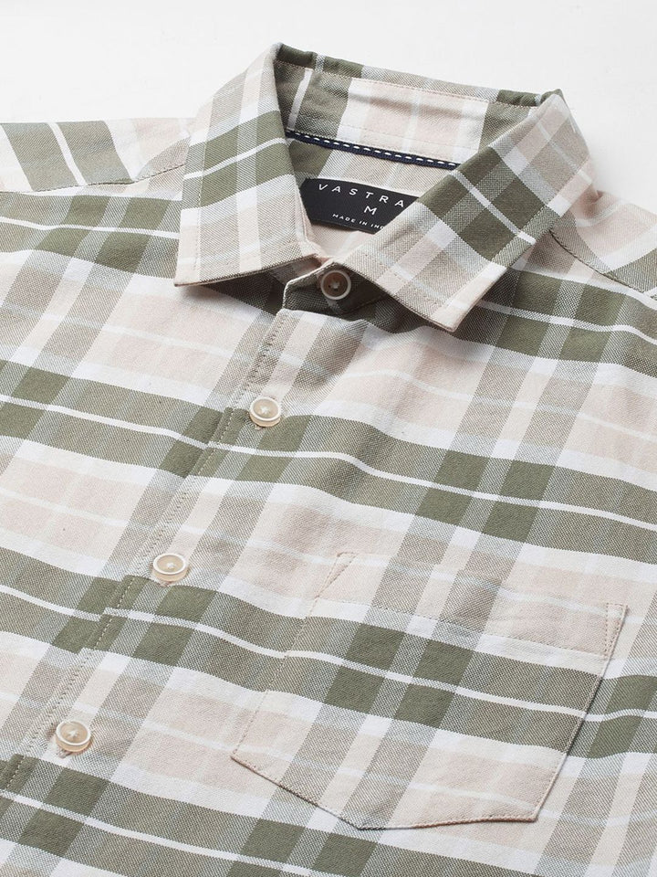 VASTRADO Men Classic Slim Fit Opaque Checked Casual Shirt