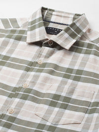 VASTRADO Men Classic Slim Fit Opaque Checked Casual Shirt