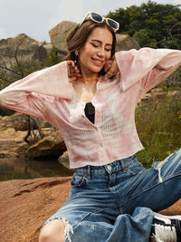 Campus Sutra Women Self Design Tie & Dye Shirt Style Top