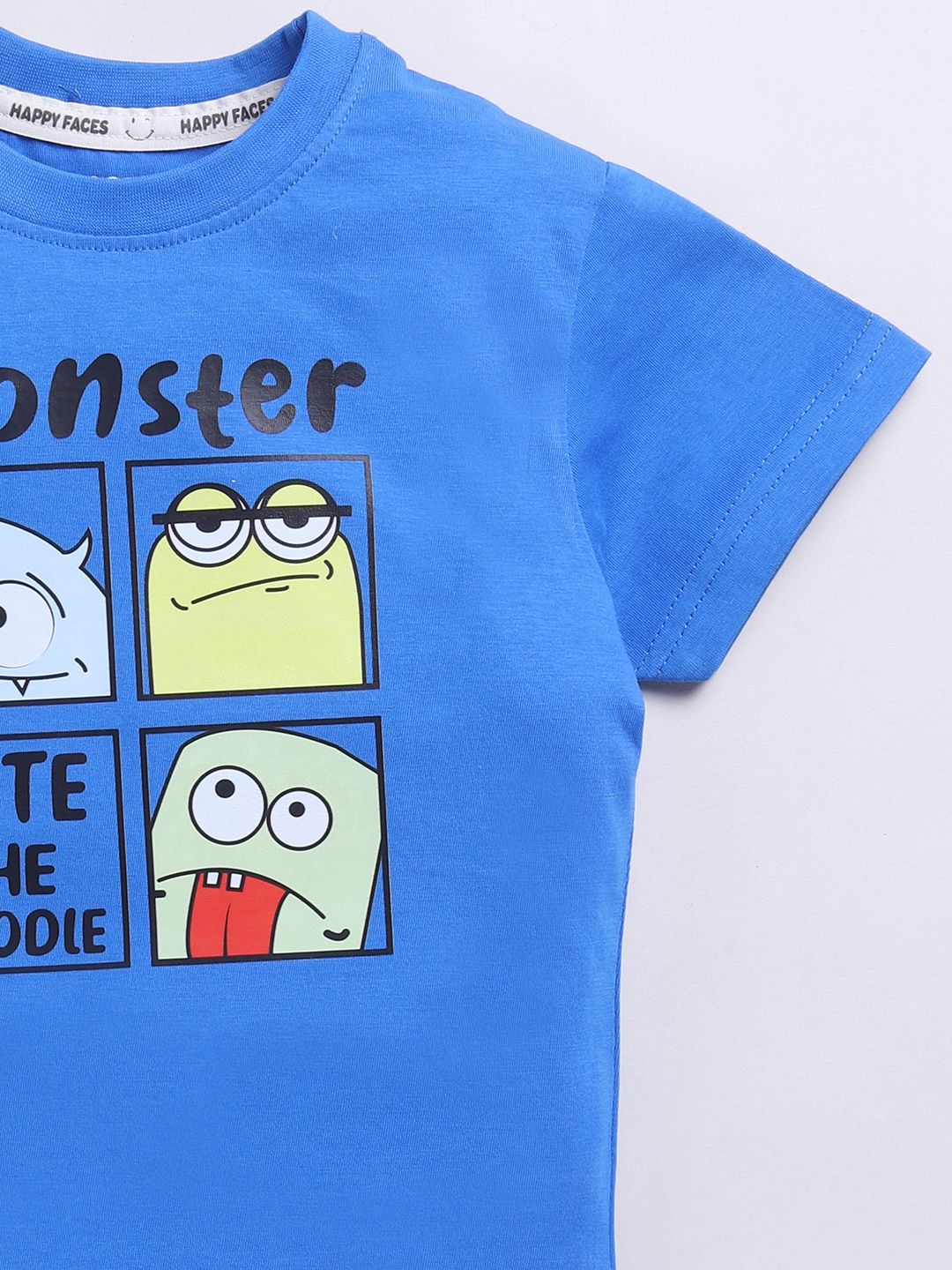 Happy Faces Boys Pure Cotton Typography & Graphic Printed T-shirt