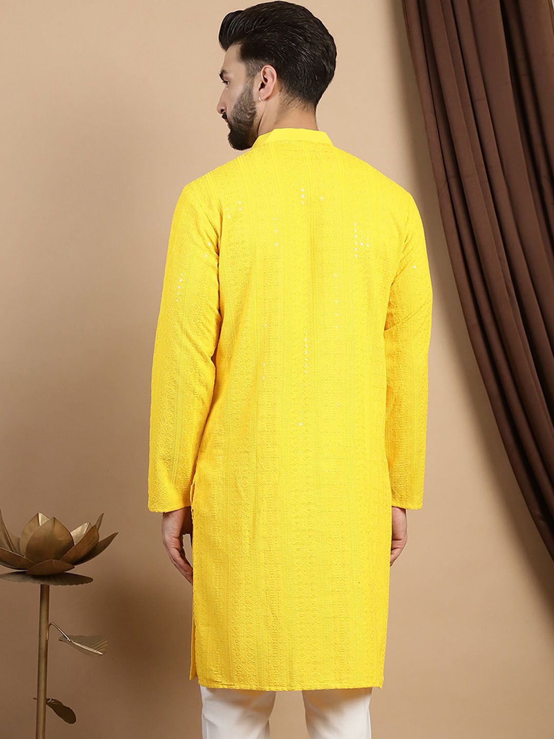 Anouk Embroidered Pure Cotton Sequinned Straight Kurta