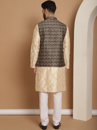 Anouk Men Geometric Embroidered Thread Work Regular Kurta With Churidar & Nehru Jacket
