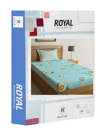 KLOTTHE Book Fold Blue Floral Polycotton 300 TC Single Fine Bedsheet with a Pillow Cover-87 x 59 inches