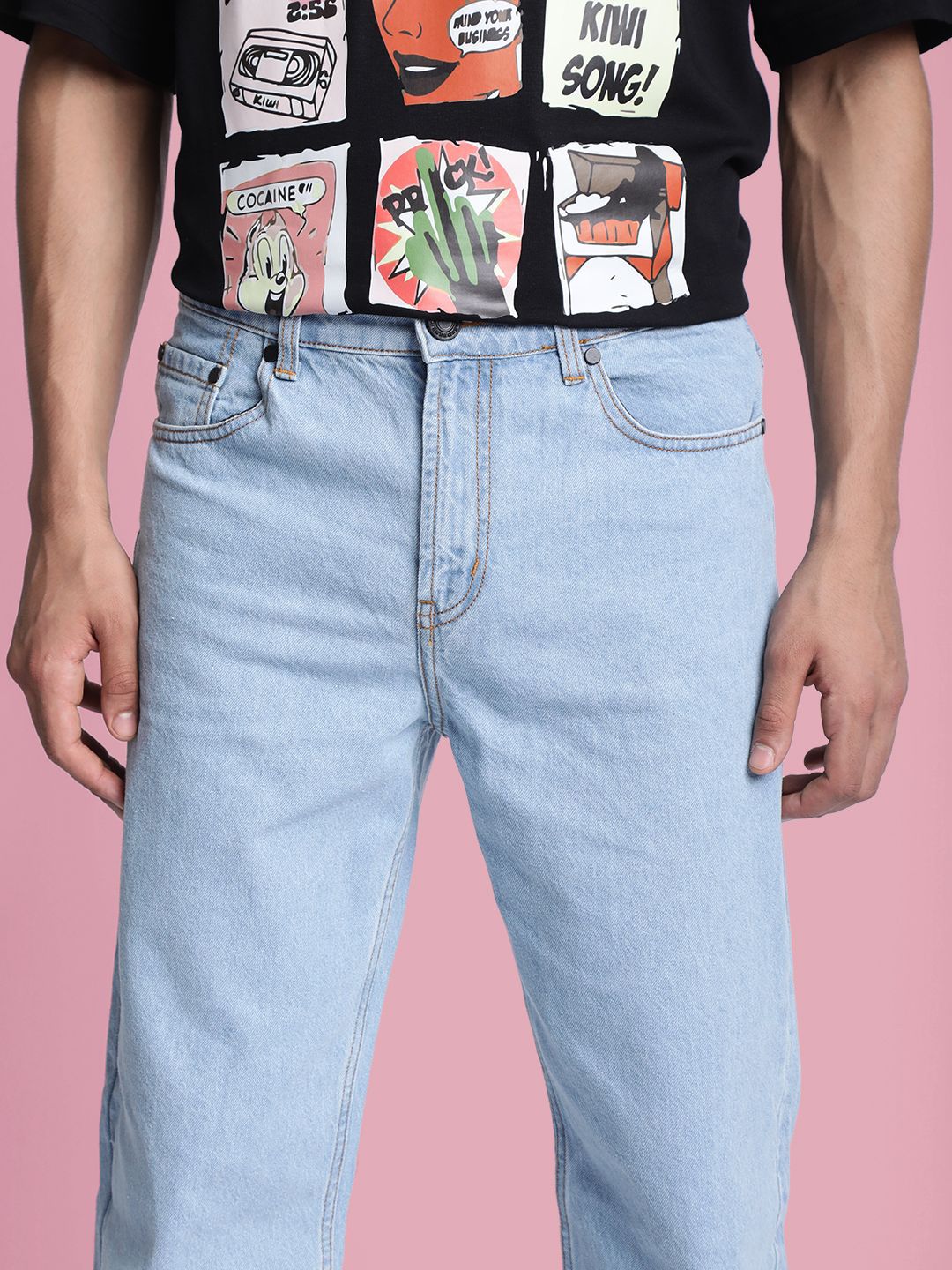 Bene Kleed Men Straight Fit Low Distress Heavy Fade Jeans