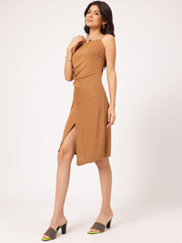 DressBerry Ribbed Ruched Wrap-Style Dress