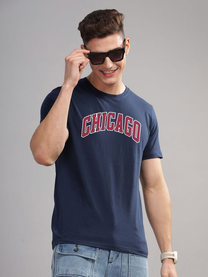 ADRO Men Typography Printed Applique T-shirt
