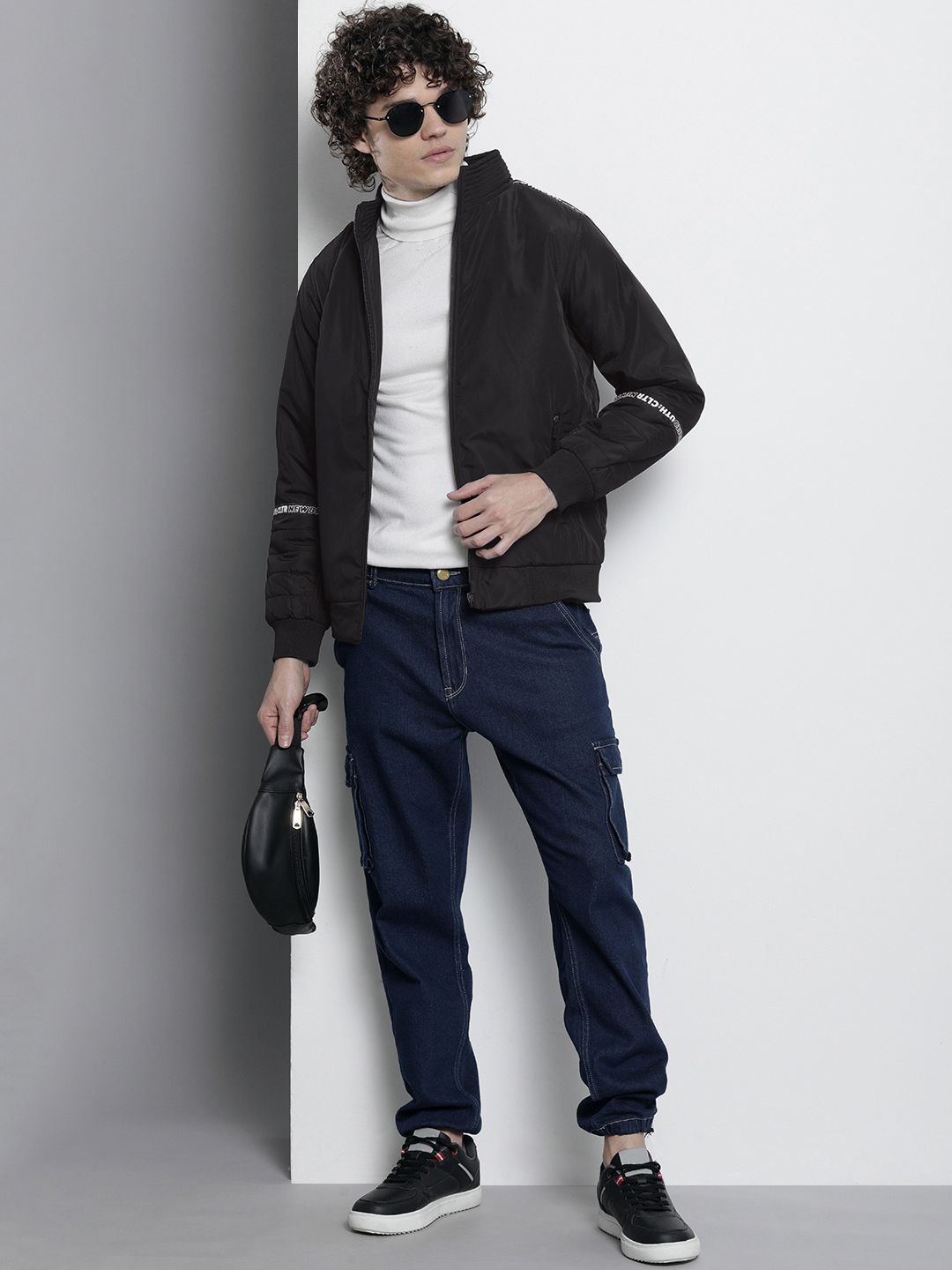 The Indian Garage Co Men Zip-Front Bomber Jacket with Zip Pockets