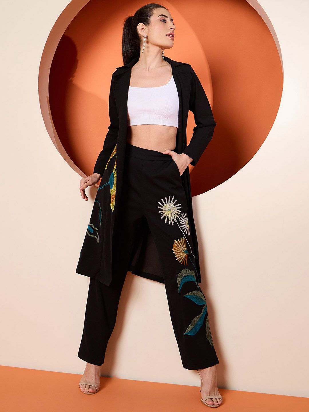 Antheaa Embroidered Coat & Trousers Co-Ords