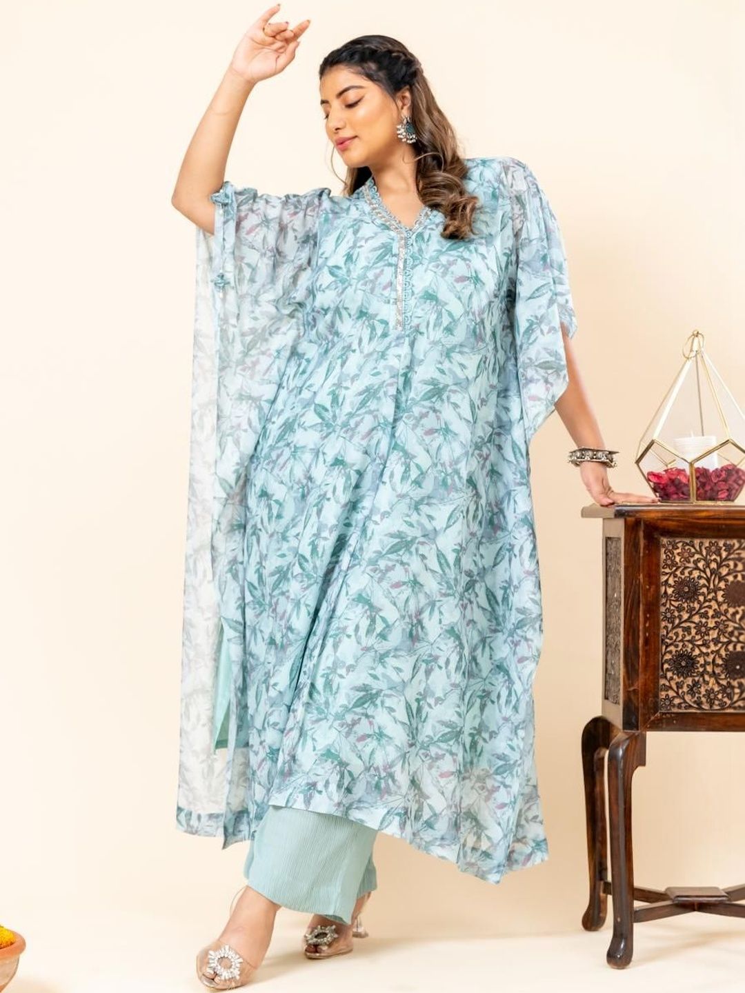 Set Co-Ords Kaftan & Seluar Bercetak Mamicha