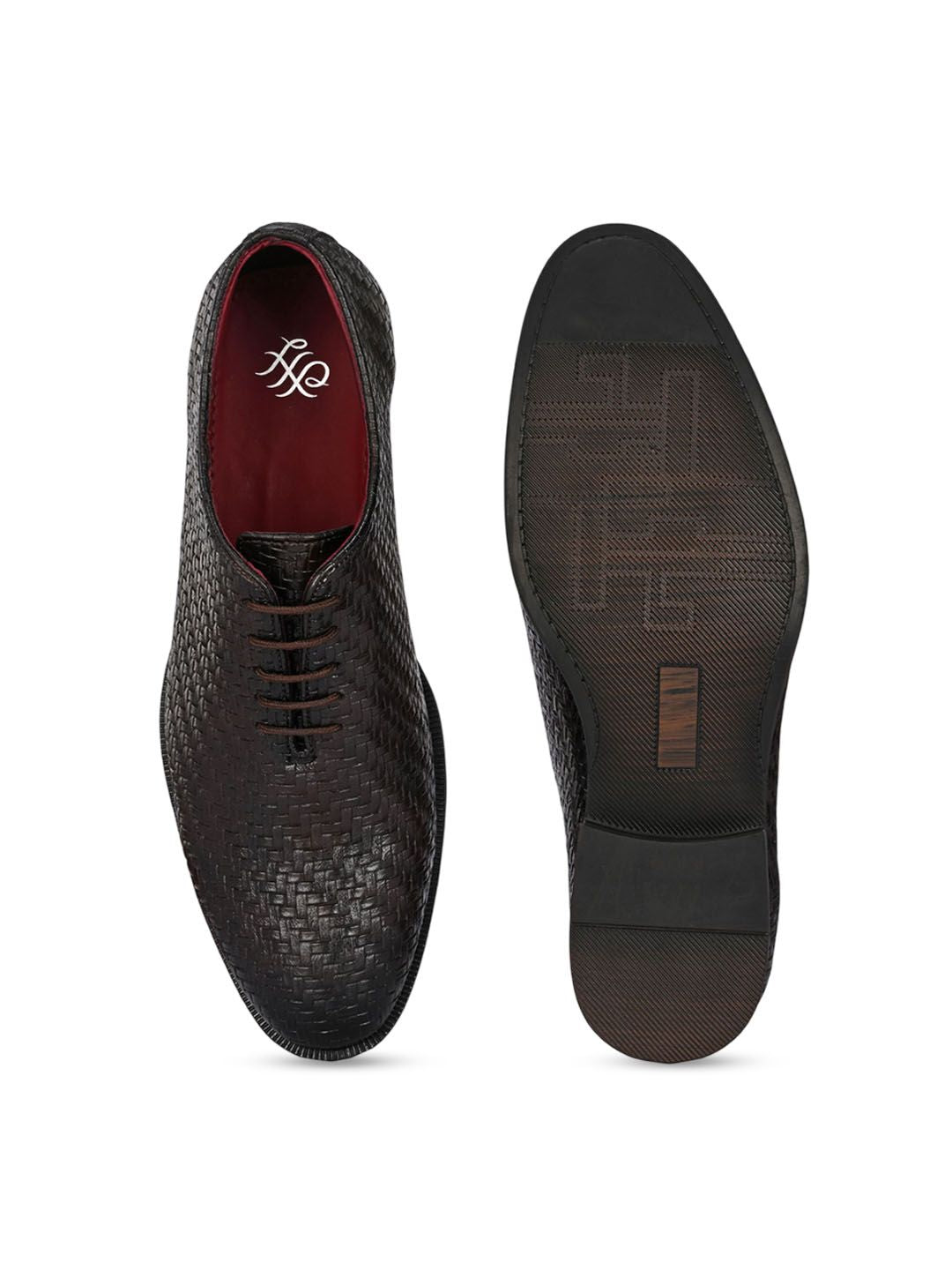 House of Pataudi Men Comfort Fit Textured Formal Derbys Shoes