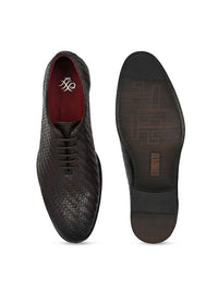 House of Pataudi Men Comfort Fit Textured Formal Derbys Shoes