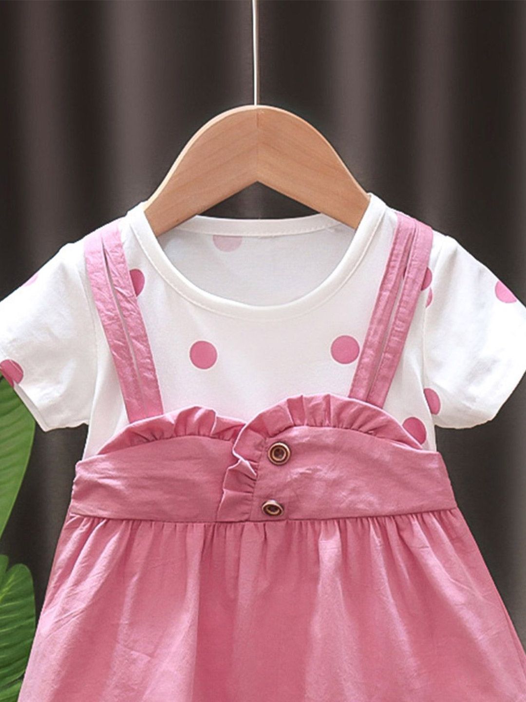 YK Girls Polka Dots Cotton Pinafore Dress