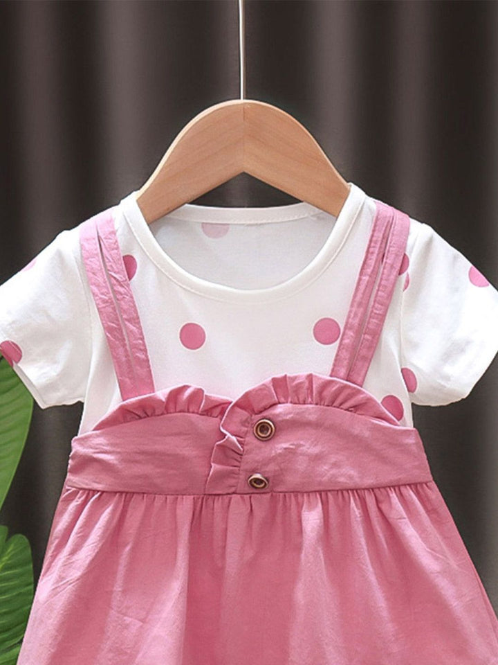 YK Girls Polka Dots Cotton Pinafore Dress