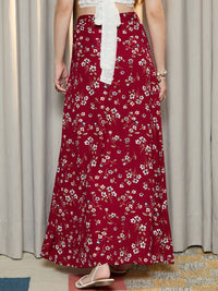 Berrylush Floral Printed Flared A-Line Maxi Skirt