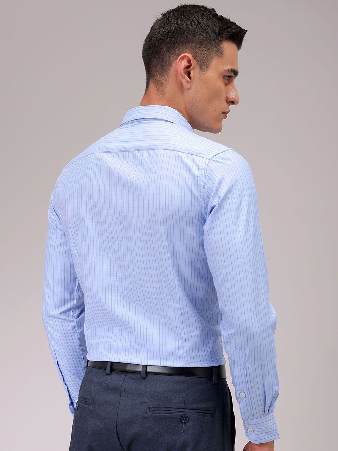 The Indian Garage Co. X Luxe Men Cutaway Collar Pinstripes Striped Slim Fit Formal Shirt