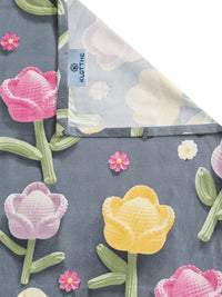 KLOTTHE Kelabu & Kuning Cadar 7D Bercetak Single 300 TC Dengan Sarung Bantal- 2.25mx1.5m