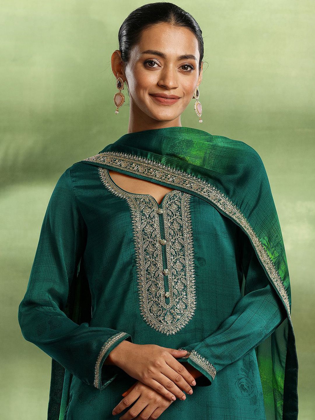 Libas Ethnic Motifs Embroidered Kurta with Palazzo & Dupatta