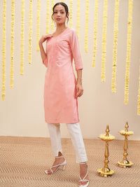 Vishudh Floral Embroidered Cotton Straight Kurta