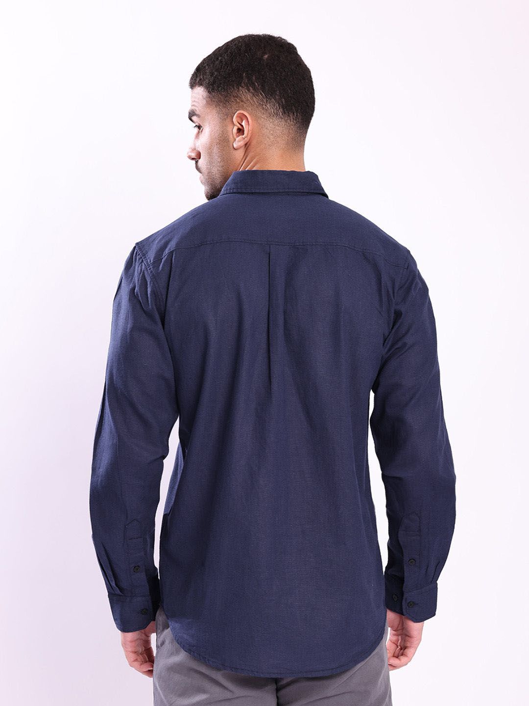Bene Kleed Spread Collar Cotton Linen Regular Fit Casual Shirt