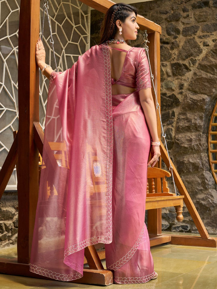 Saree mall Embellished Beads and Stones Organza Sarees