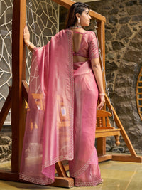 Saree mall Embellished Beads and Stones Organza Sarees