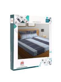 Myntra Elegant Homes Grey Checked Cotton 300 TC Fitted King Cadar Tempat Tidur Halus dengan 2 Sarung Bantal-98 x 87 inci