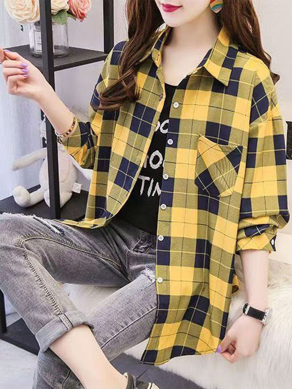 DressBerry Checked Shirt Collar Slim Fit Casual Shirt