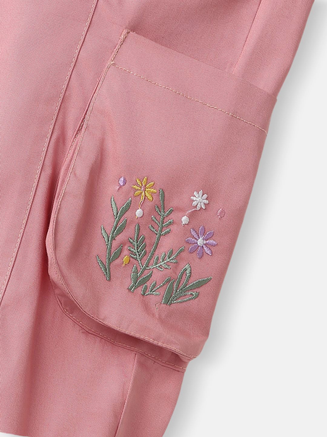 Nauti Nati Girls Cotton Cargo Joggers Floral Embroidery with Pockets